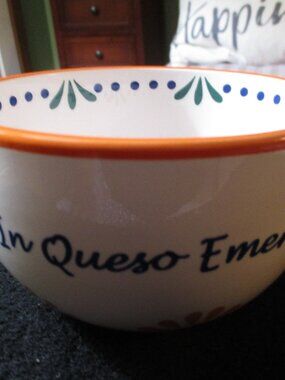 Decorated Ceramic Bowl in Queso Emergency NEW